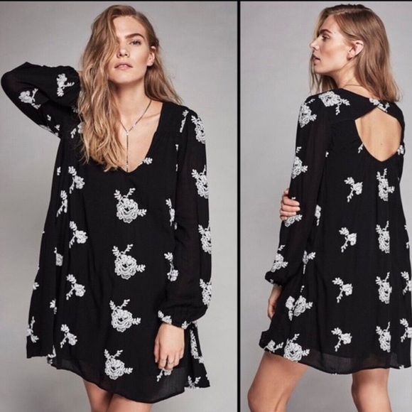 Free People Austin Emma Embroidered Tunic Dress in Black - Picture 2 of 10